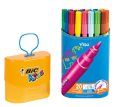 Assorted Colours Pack of 12 Bic Kids Visa Washable Fine Felt Tip Pen 